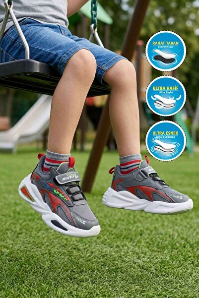 ruffon 2470 P Smoked-Red Velcro Boys' Sports Shoes
