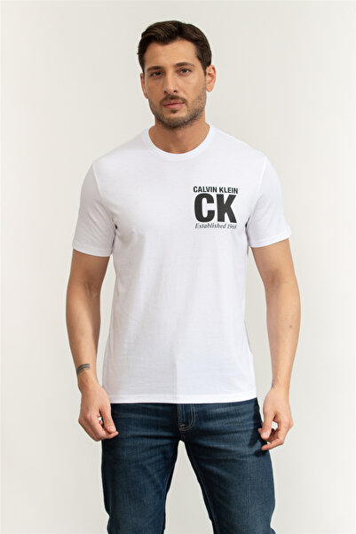 Calvin Klein Erkek Basic Kısa Kollu Logolu Beyaz T-Shirt