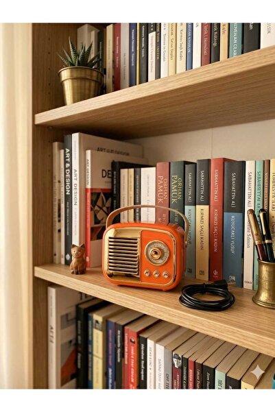 DiYer Vintage Esintili Taşınabilir Turuncu Bluetooth Hoparlör/Radyo