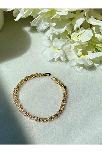 Merishe Jewerly Gold Minik Kalpli Taşlı Paslanmaz Çelik Ayarlanabilir Bileklik