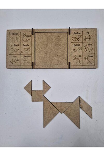 Mu Art Ahşap Tangram Doğal Ahşap Eğitici Oyuncak Boyanabilir