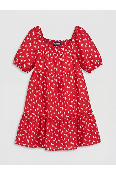 LC Waikiki Rochie pentru fetiță cu flori cu gât pătrat LCW Kids