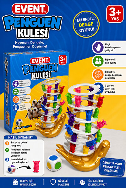 EVENT Şanslı Penguen Kulesi Denge Oyunu Eğitici Zeka Geliştirici Aile Oyunu Ç...