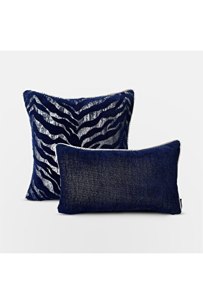 Lidoma Home "Navy Zebra" Patterned Throw Pillow Cover Set - Silver