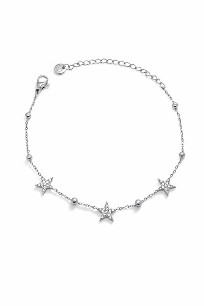 Duiwerlis Women's Silver Color Steel Star Bracelet with Stones, Elegant, Mini...