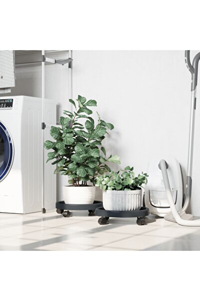 vidaxl Carucioare pentru plante cu roti 2 buc. gri diametru 34cm 35kg