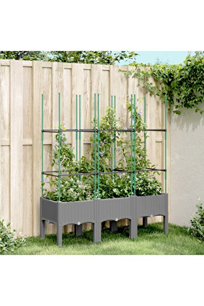 vidaxl Jardiniera de gradina cu spalier gri deschis 120x40x142,5 cm PP
