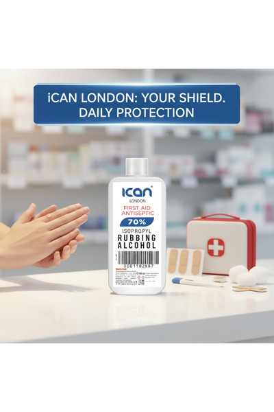 Ican London Isopropyl Rubbing Alcohol 70% 100ml – First Aid Antiseptic & Disinfectant | Multi-Purpose Cleansing Solution