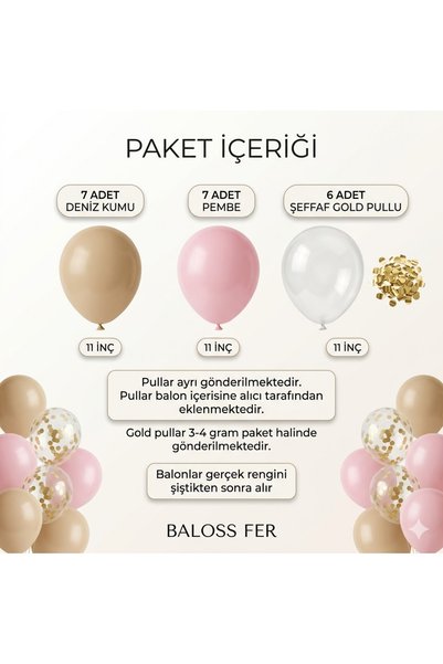 baloss fer Sea Sand Pink Gold Sequin Balloon Set 20 Pieces Party Decoration Stylish Design