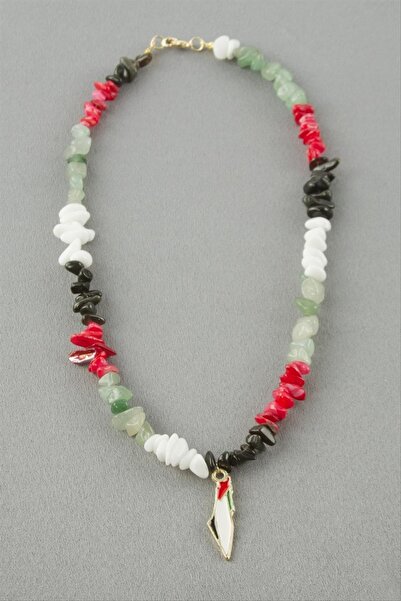 ZERO LAND Ilkeshop Palestinian Broken Natural Stone Necklace (215638) - Ebruli