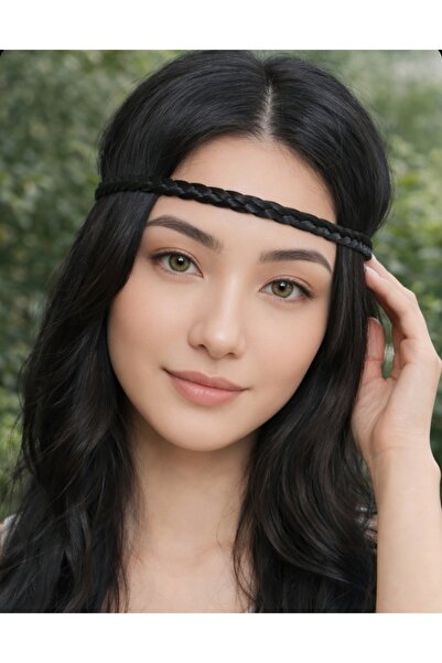 NİLZ Black Color Hair Braid Model Thin Women's Hair Band