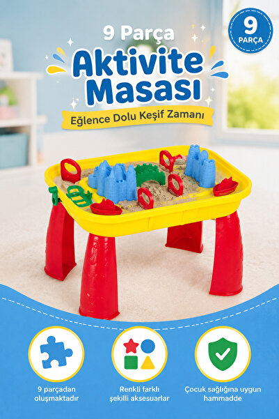 YILDIRIM OYUNCAK 9 Parça Çocuk Aktivite Kum Ve Su Masası Seti Çocuk Plaj Kum ...