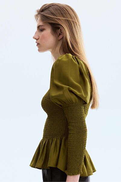 H&M Smocked viscose-blend blouse
