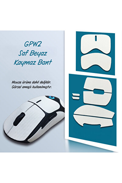 silabor GPW2 Saf Beyaz Tape Fare Kaymaz Bant Çıkartma Tape Mouse Koruyucu Kav...