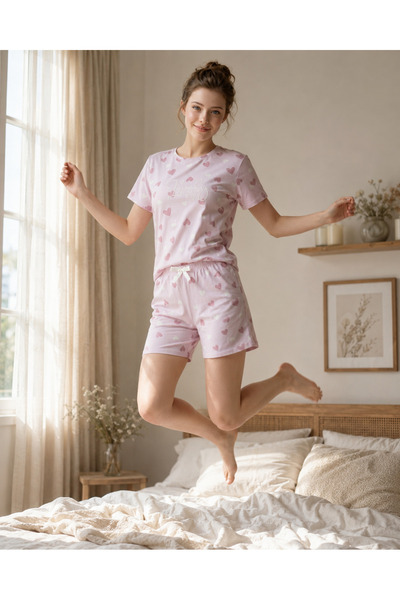 Boxtobox Kadın Milan Kumaş Kısa Kollu Şortlu Pijama Takımı