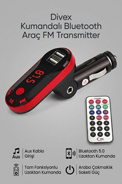 Divex Sarjlı Aux Mp3 Medya Girişli Araç İçi Kumandalı Bluetooth Çakmaklık Ve ...