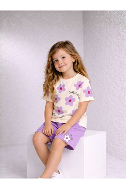 MİLANO KİDS Girl's Summer Shorts T-Shirt Top and Bottom Set