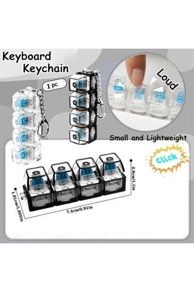Needoh Jucării antistres tip tastatură pentru adulți, Clicker de tastatură cu lumină LED, Breloc antistres
