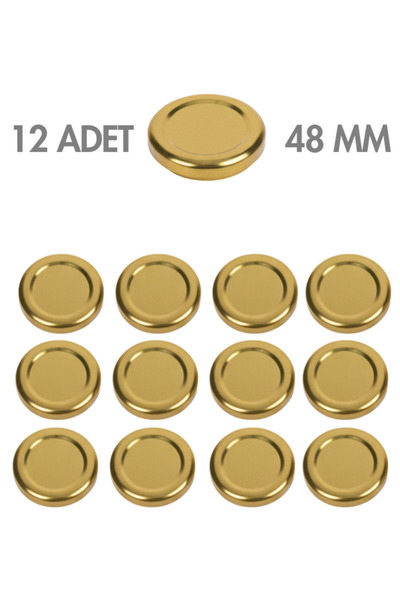 Milea 12 Adet Gold Kapak Metal Kavanoz Kapağı – 48 mm (105 cc kavanozlara uyu...
