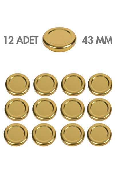 Milea 12 Adet Gold Metal Kavanoz Kapağı – 43 mm (29 ve 40 cc kavanozlara uyumlu)