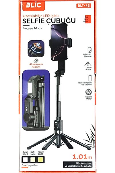 Blic BLT-43 Selfie Çubuğu Tripod LED Işıklı Bluetooth Kumandalı