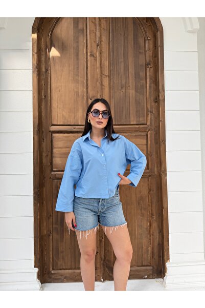 Myra Fashion Oversize Basic Gömlek Geniş Kesim Uzun Kol Bluz Kadın Trend Mode...