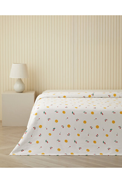 English Home Sevilla Baskılı Pamuklu Çift Kişilik Pike 200x220 cm Sarı