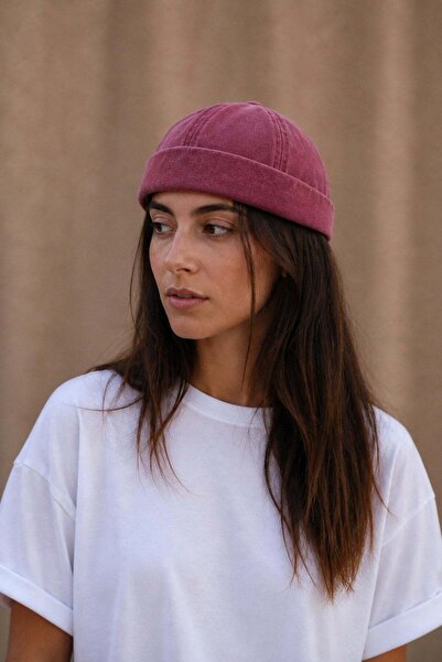 Külah Bordo Eskitme Pamuk Cap Docker Şapka - Unisex
