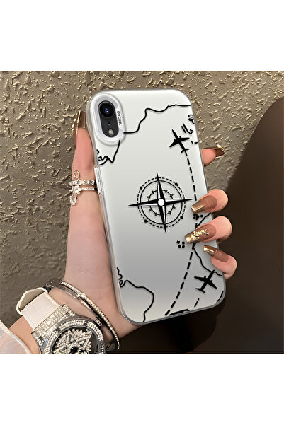 PATTERNOVA iPhone XR Uyumlu Yüksek Kalite Pusula Uçak Desenli Kılıf, Tam Koru...