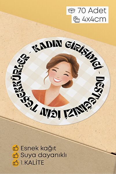 alışveriş kurdu Kadın Girişimci Paketleme Ambalaj Kargo Ürün Etiketi Yapışkan...