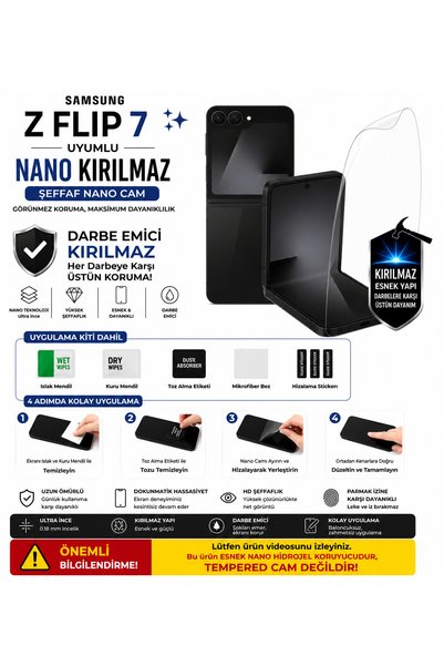 Astakos Samsung galaxy z flip 7 Uyumlu Nano Hidrojel Kırılmaz Ekran Koruyucu ...