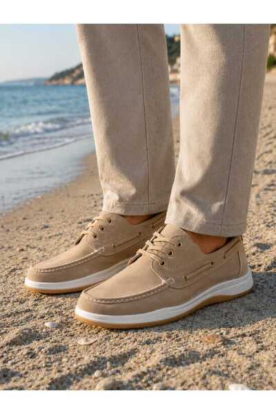 EFANANSHOES Efnan Shoes Men's Beige Premium Thermo Non-Slip Orthopedic Comfortable Sole Daily Sports Walking Shoes Sneakers