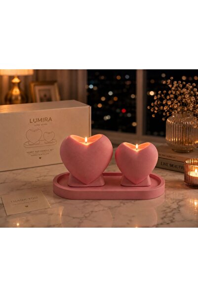 LUMIRA SCENTED CANDLE CONCRETE POT 2'li Kalp'Li Set Beton mum - Kokulu Mum - ...