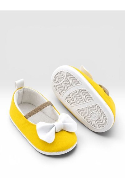 Che Sara Baby First Step Shoes Fabric Orthopedic Non-Slip Bottom Sole with Bow and Velcro Tape Zest Model