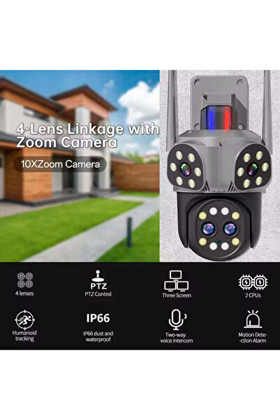 Jortan Cameră de supraveghere IP inteligentă JT-8856, Wifi, IP66, Full HD 4K, Detecție umană, Recunoaștere facială
