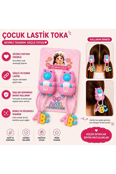 Aselaksesuarr Sevimli figürlü dayanıklı lastik bağlamalı toka seti