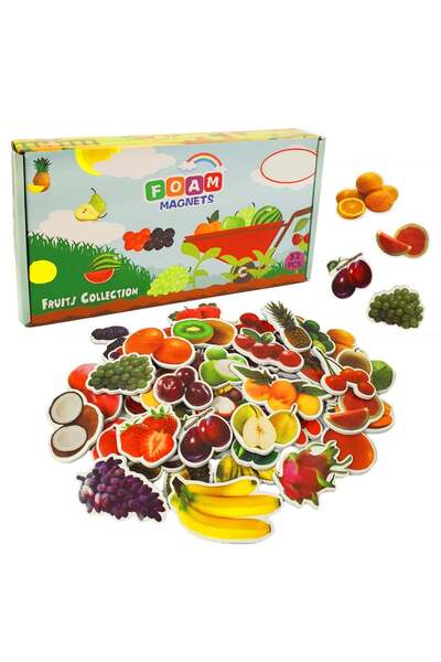Junios Joc educativ, set 52 piese magnetice din Spuma, Fructe