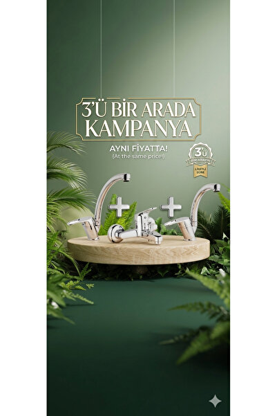 bymixmoda Banyo mutfak lavabo bataryası 3 lü set