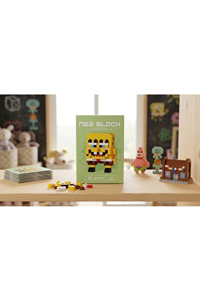 GLOWILLA Sünger Bob Mikro Blok Lego Seti - Piksel Figür Oyuncak - Eğitici 3D ...