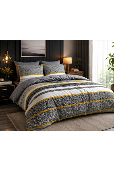 Doğahome Double Cotton Duvet Cover Set with Elastic Fitted Sheet
