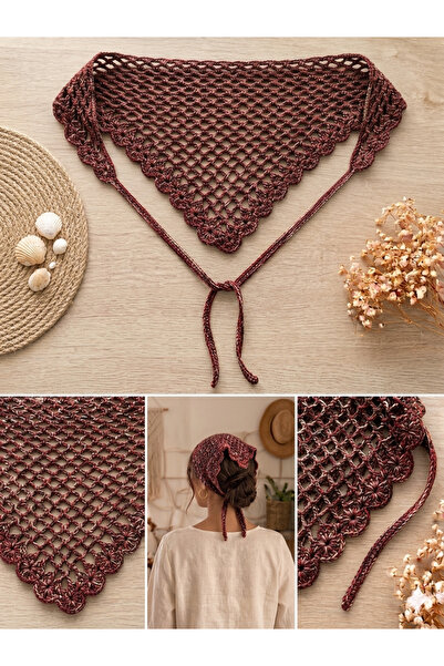 NİLLS Renkli File Model Bandana, El Yapımı Örgü Bandana Yazlık Bohem Bandana ...