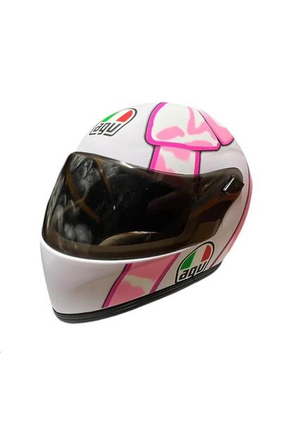 MotoPrime KEDİ KASKI PEMBE AGV