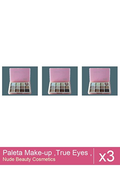 Makeup Set of 3x Make-up Palette, True Eyes, No. 01
