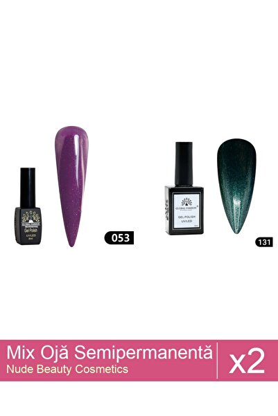Makeup Set Mix 2 produse Nail Oja: Oja semipermanenta Black Elite, Global Fas...