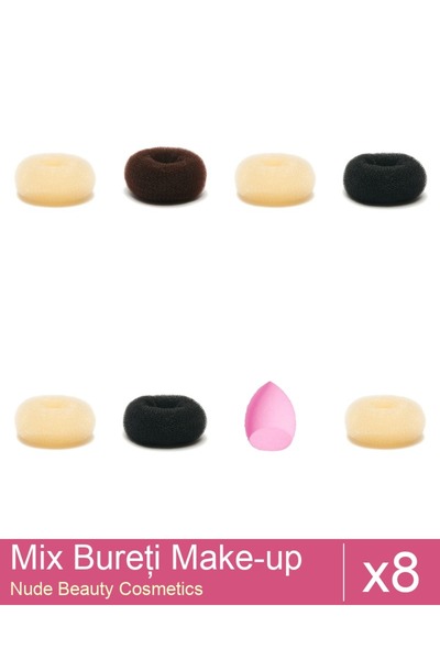 Makeup Set Mix 8 produse Bureti: Burete coc blond - 9 cm diametru, Burete coc...