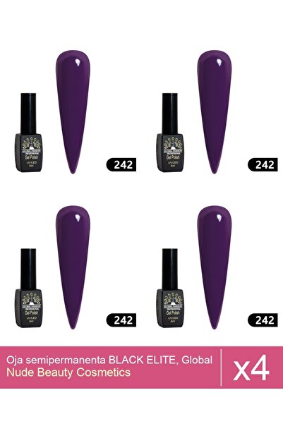 Makeup Set of 4x BLACK ELITE semi-permanent nail polish, Global Fashion 8 ml,...