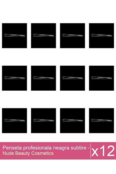 Makeup Set 12x Penseta profesionala neagra subtire - One Group