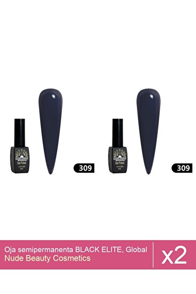 Makeup Set 2x Oja semipermanenta BLACK ELITE, Global Fashion 8 ml,309