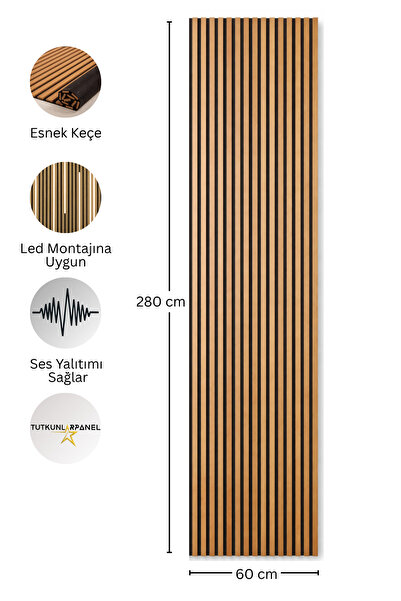 TUTKUNLAR PANEL Akustik Duvar Paneli Çıtalı MDF Ahşap Ses Yalıtımlı Dekoratif...
