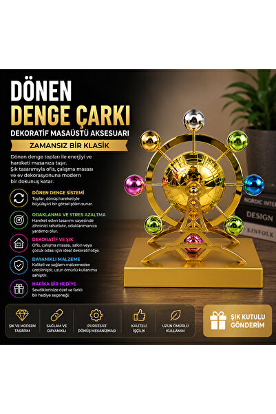1DepoBu Dönen Denge Çarkı Dekoratif Masaüstü Ofis Aksesuarı Stres Azaltıcı